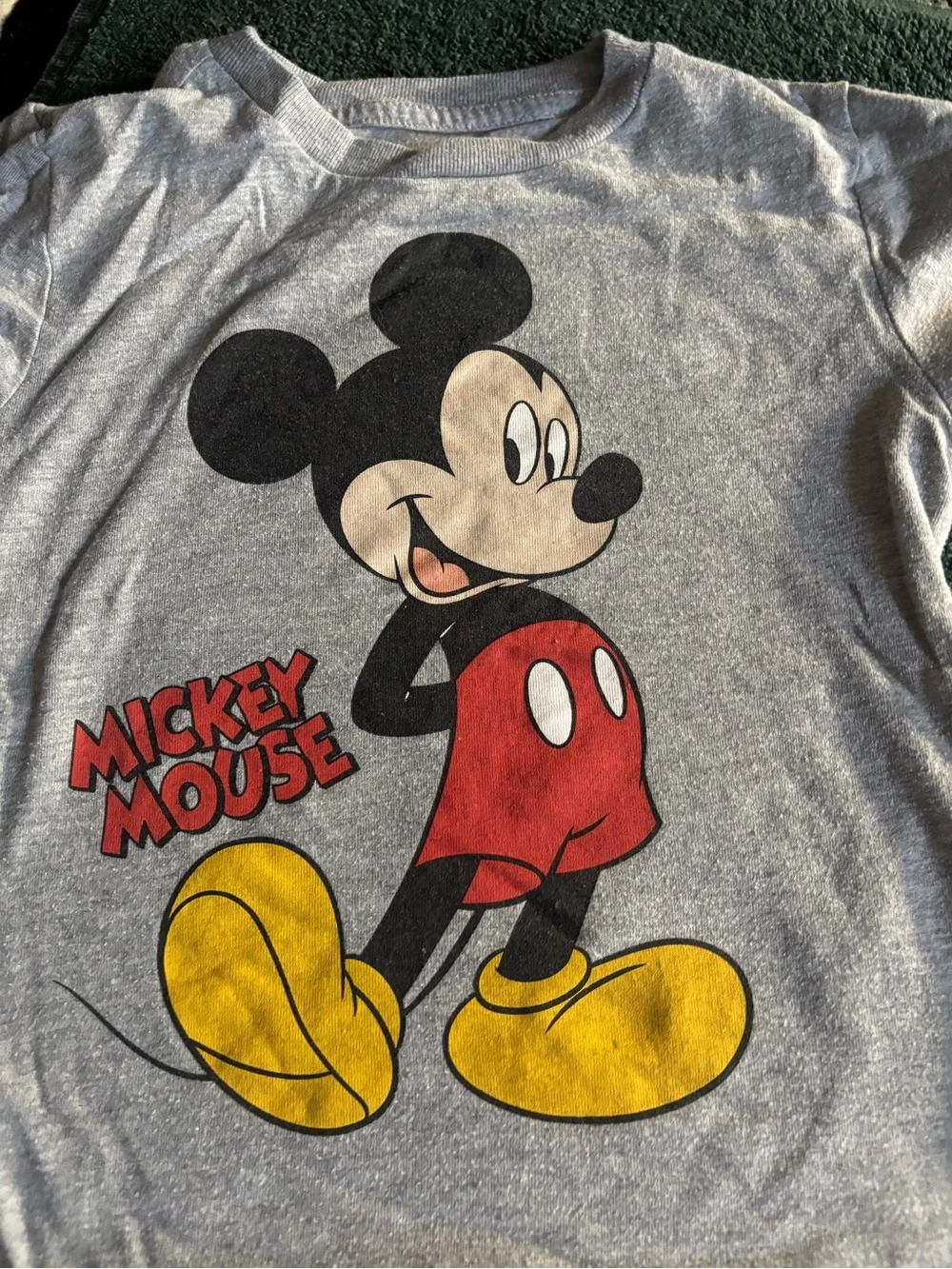 Disney Mickey Mouse Grey Kids Graphic Tee - Red & Yellow Accents
